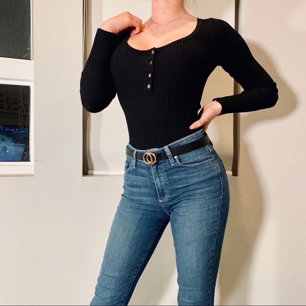 ONE LEFT! Amanda Ribbed Bodysuit in Black - Picture 5 of 7